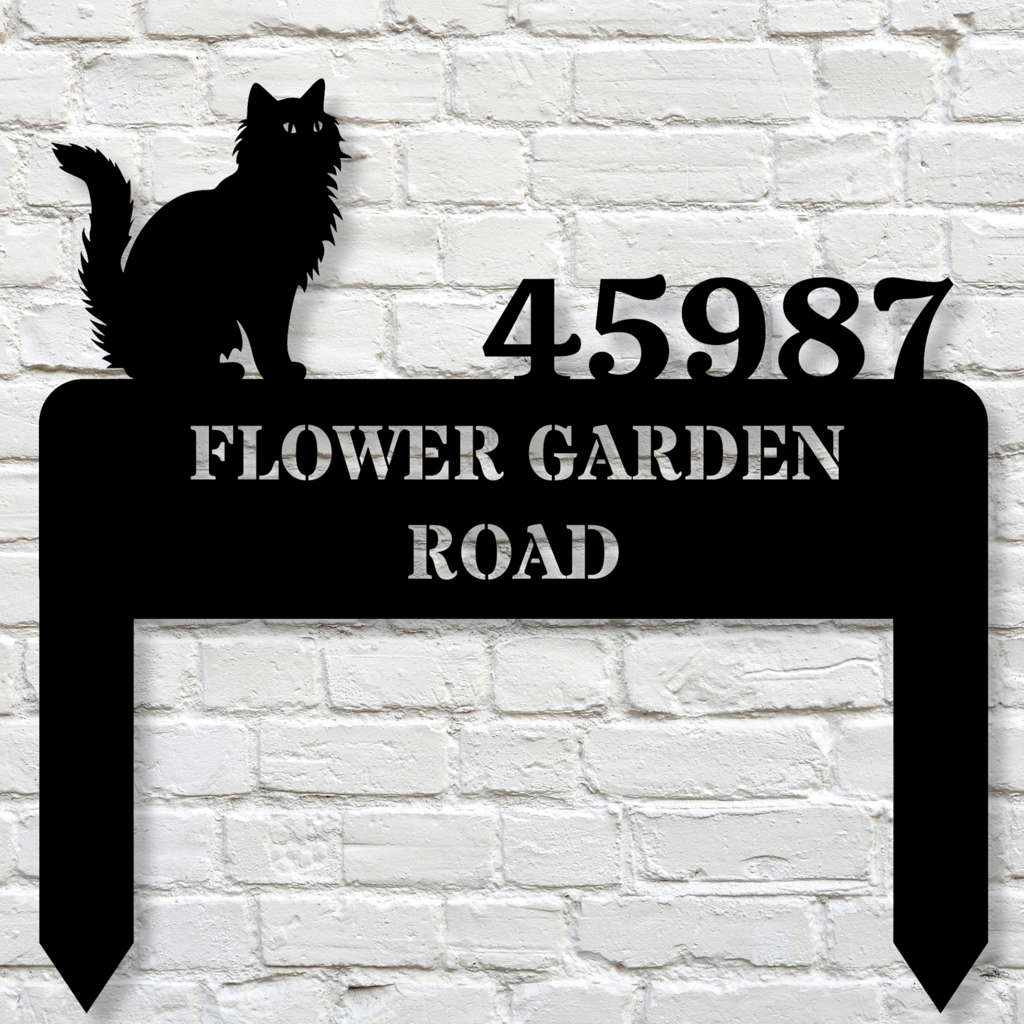 Customized Cat Home Address Metal Stake, Cat Metal Sign, Home Number Metal Sign, Horizontal Address Sign, Cat Lover Sign, Cat Mom Gift, New Home Address Sign, Choose Cat Sign