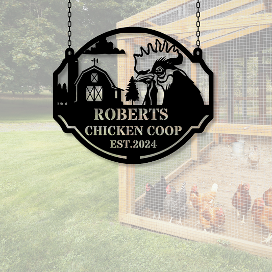 Custom Chicken Metal Sign,Farm house Decor,Personalized Chicken Coop Sign Name,Chicken coop Wall Art,Hen house Sign,Farm Sign,Barn Decor