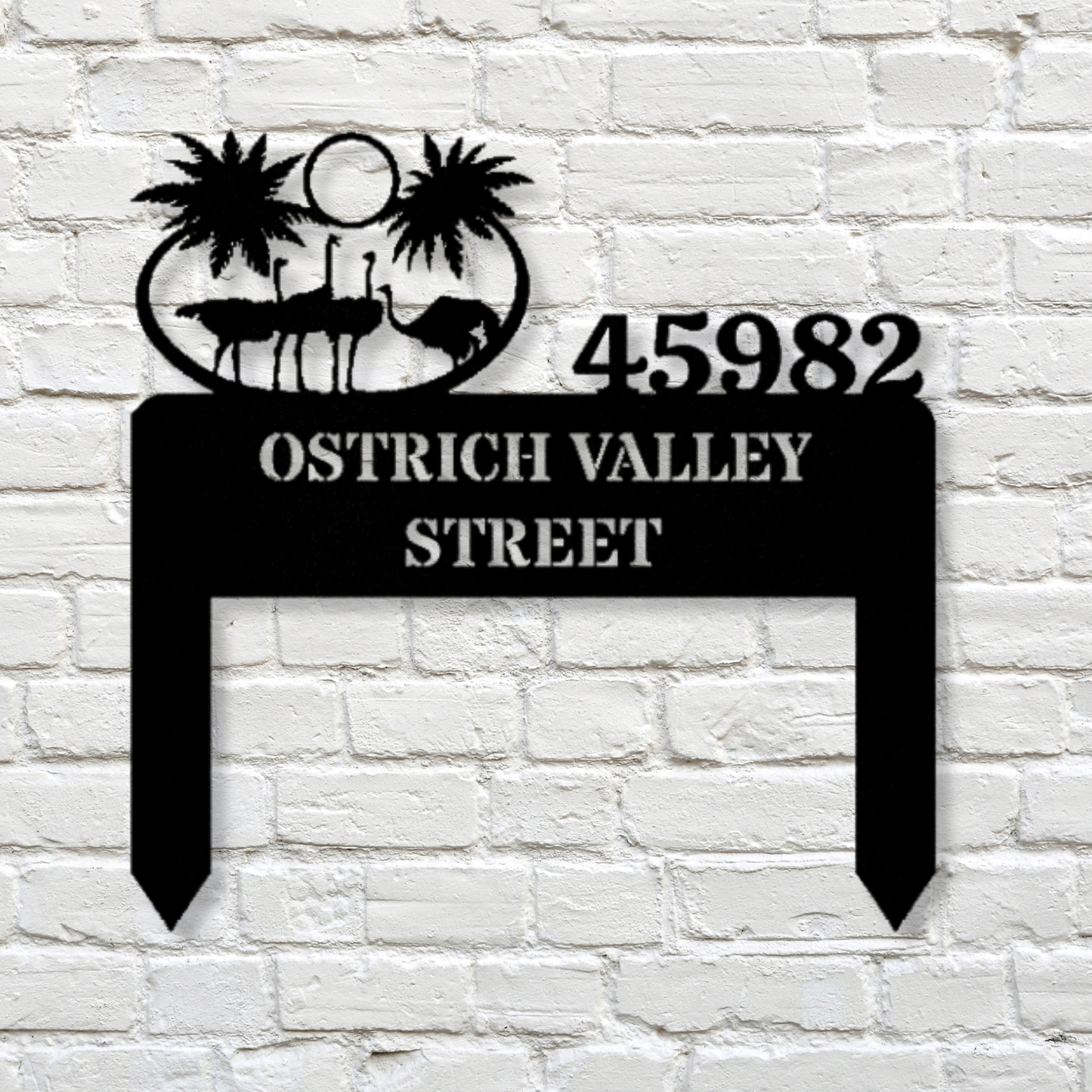 Personalized Ostrich Metal Sign, Address Sign, Ostrich Farm Metal Sign, Cabin Metal Sign, Horizontal Address Sign, African Animal Metal Sign, Front Porch Sign