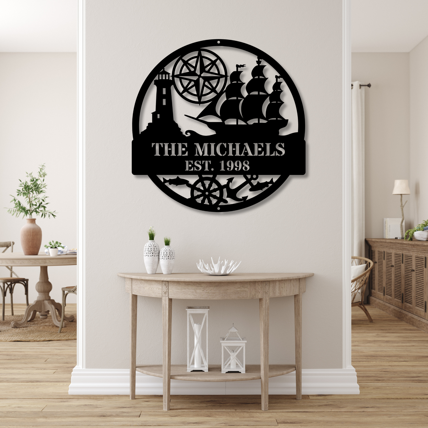 Custom Nautical Metal Sign, Boat Sign, Personalized Metal Wall Art, Beach House Decor, Sailor Gift, Ocean Theme.