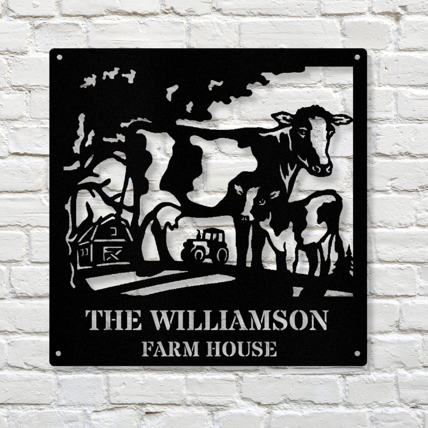 Personalized Farmhouse Metal Sign, Custom Name Wall Sign, Cow Metal Sign, Ranch Metal Sign, Wedding Gift, Cattle Ranch Sign, Father's Day Gift