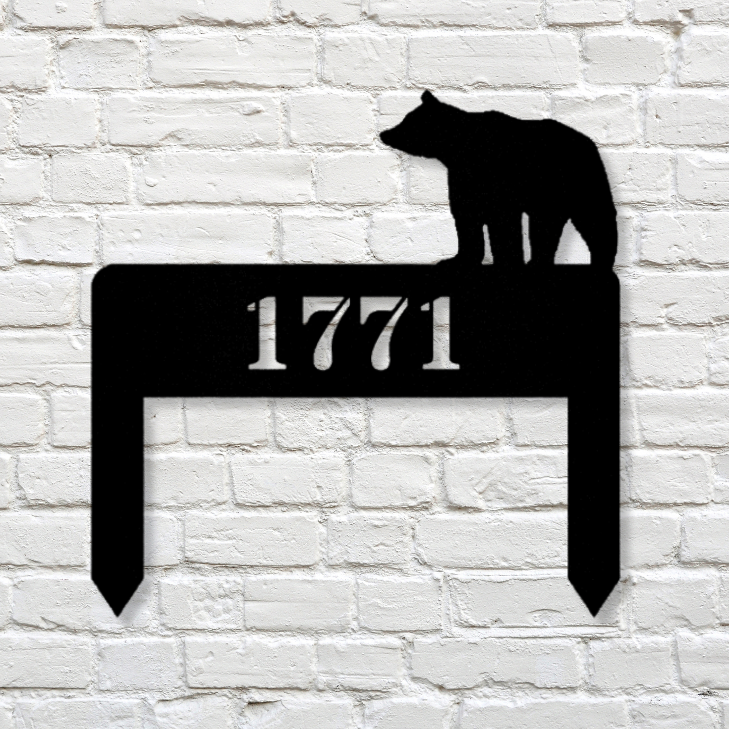Customized Bear House Number Metal Sign, Custom House Number, Personalized Home Decor, Animal Theme Sign, Rustic Address Plaque, Wall Art