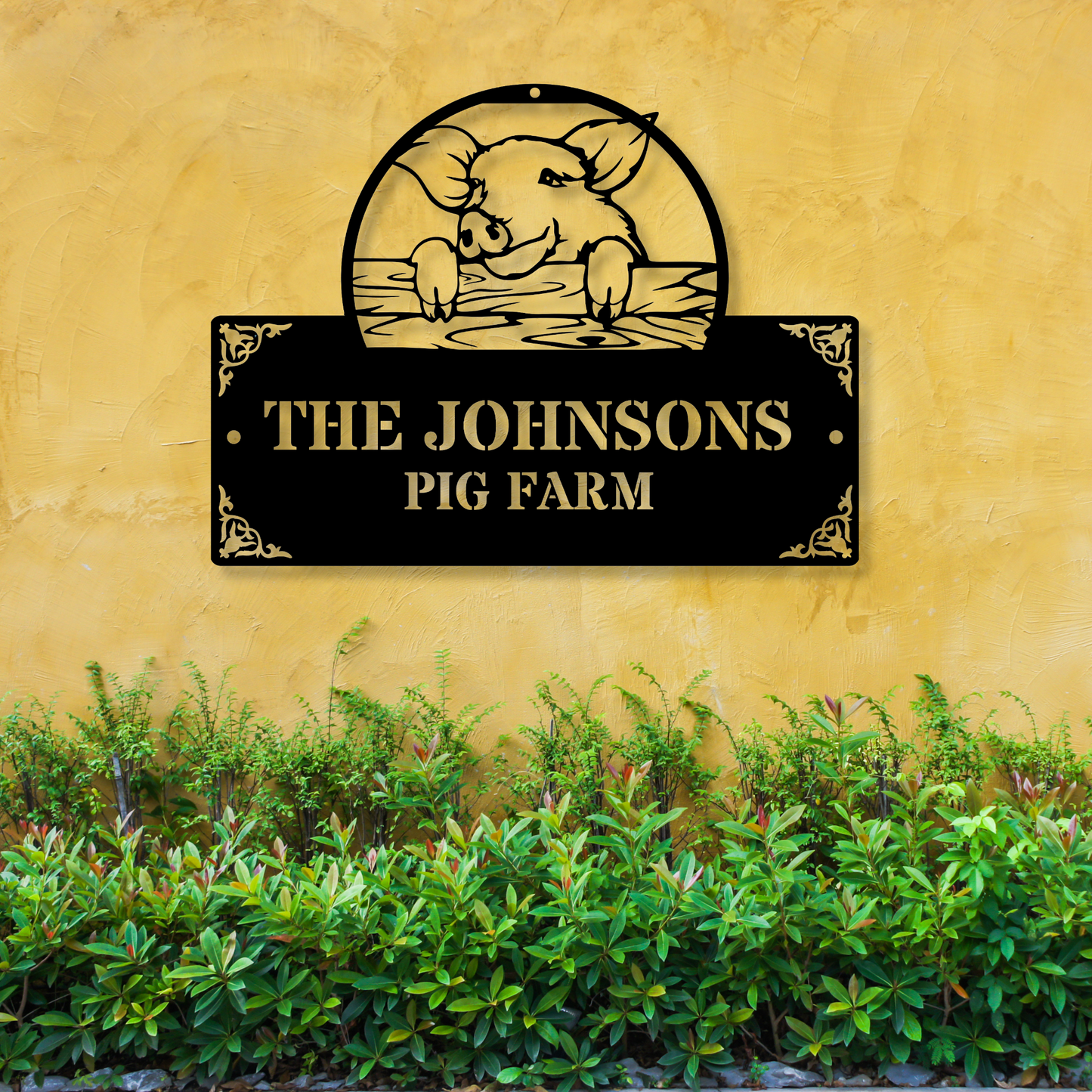 Custom pig farm metal sign, Pig farm decor, Farmhouse metal art, Rustic pig wall decor, Personalized farming gift