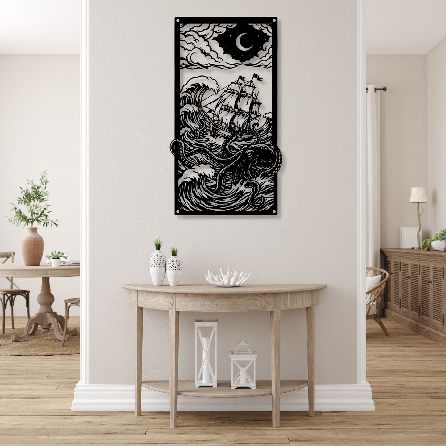 Kraken Metal Wall Art, Kraken Decor, Octopus Wall Art, Sea Creature Metal Art, Ocean Nautical Decor, Mythical Sea Monster Wall Hanging