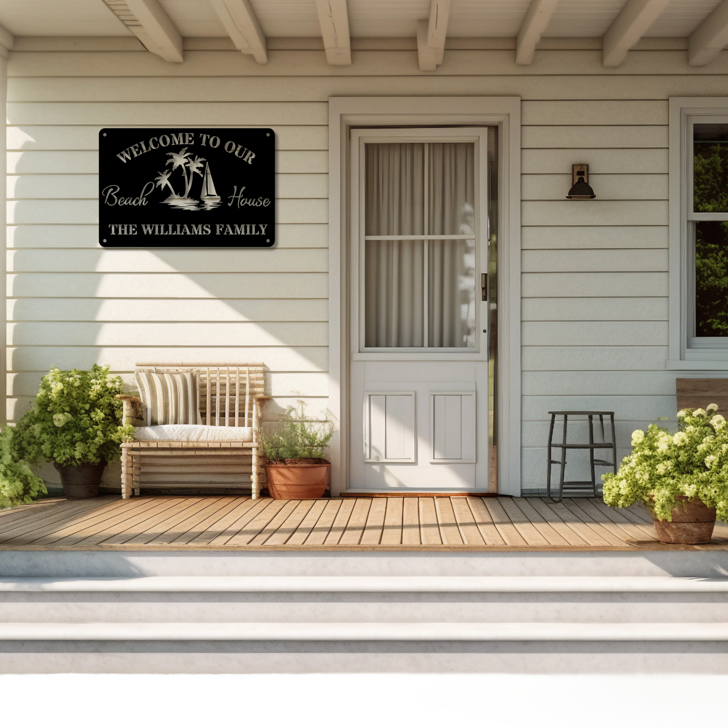 Custom Beach House Metal Sign, Nautical Decor, Lake House Decor, Welcome Sign, Family Name Sign, Metal Coastal Decor, Beach House Wall Sign