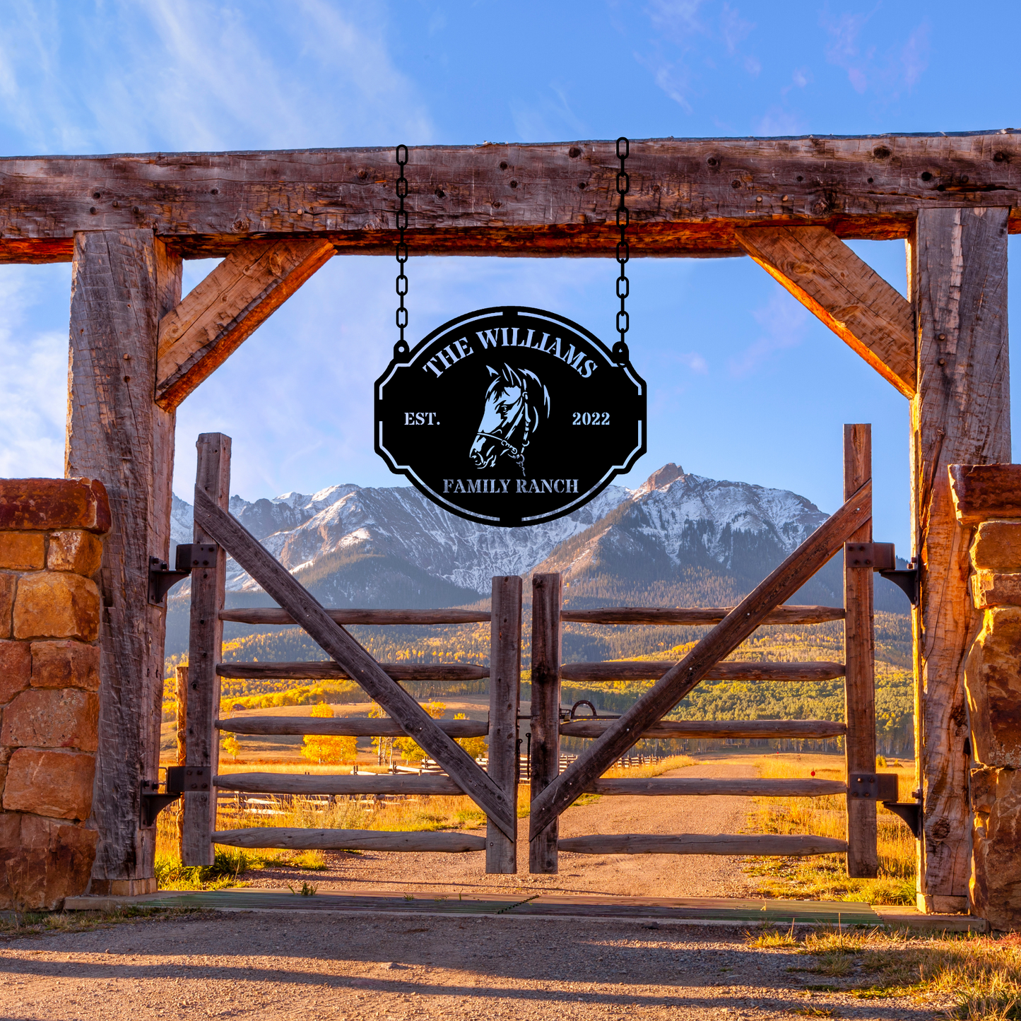 Custom Family Ranch Metal Sign, Personalized Ranch House Decor, Rustic Farmhouse Wall Art, Outdoor Signage for Country Home