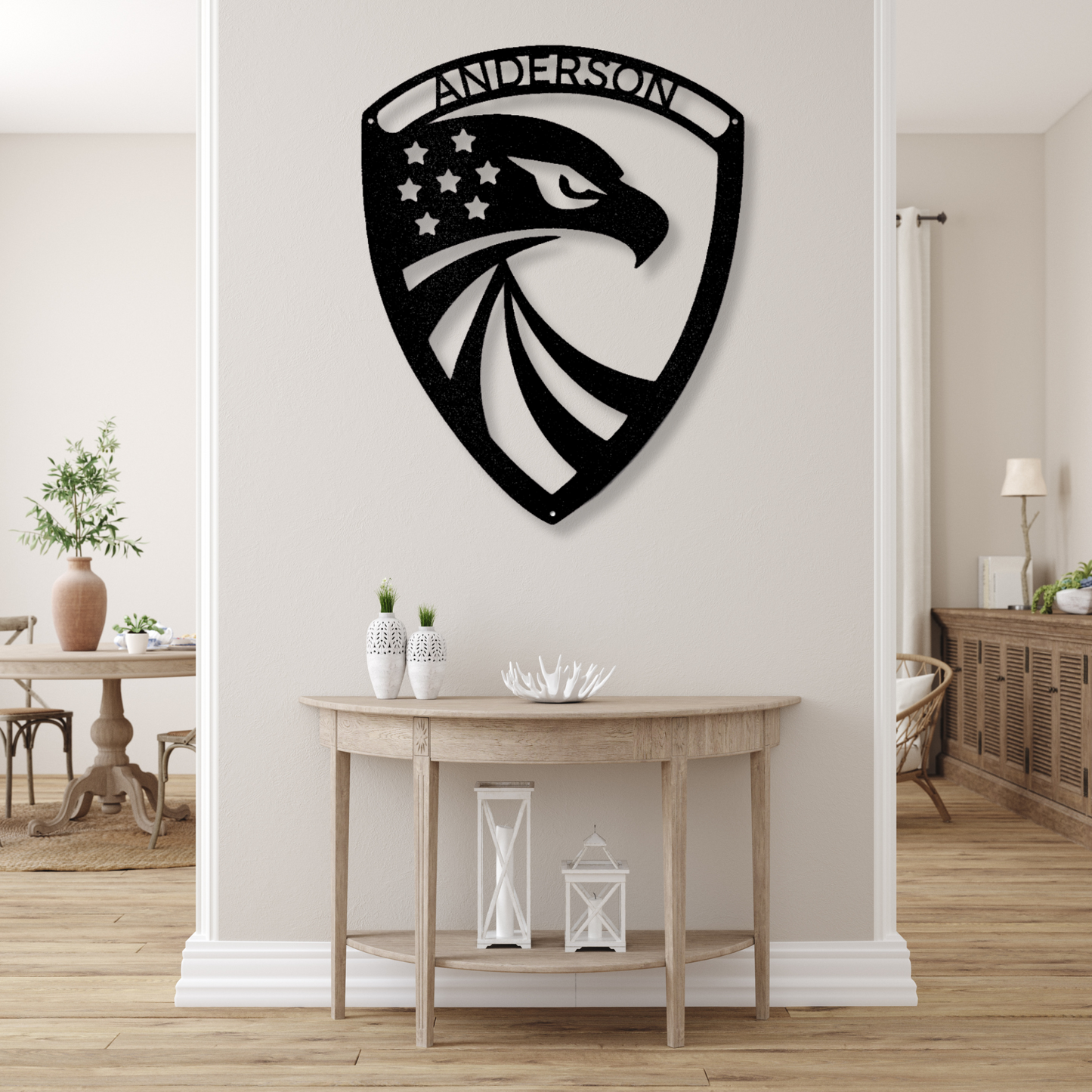 Eagle Metal Sign, Personalized Eagle Wall Art, American Flag Eagle Sign, Custom Metal Decor, Personalized Sign, Patriotic Veteran Gifts