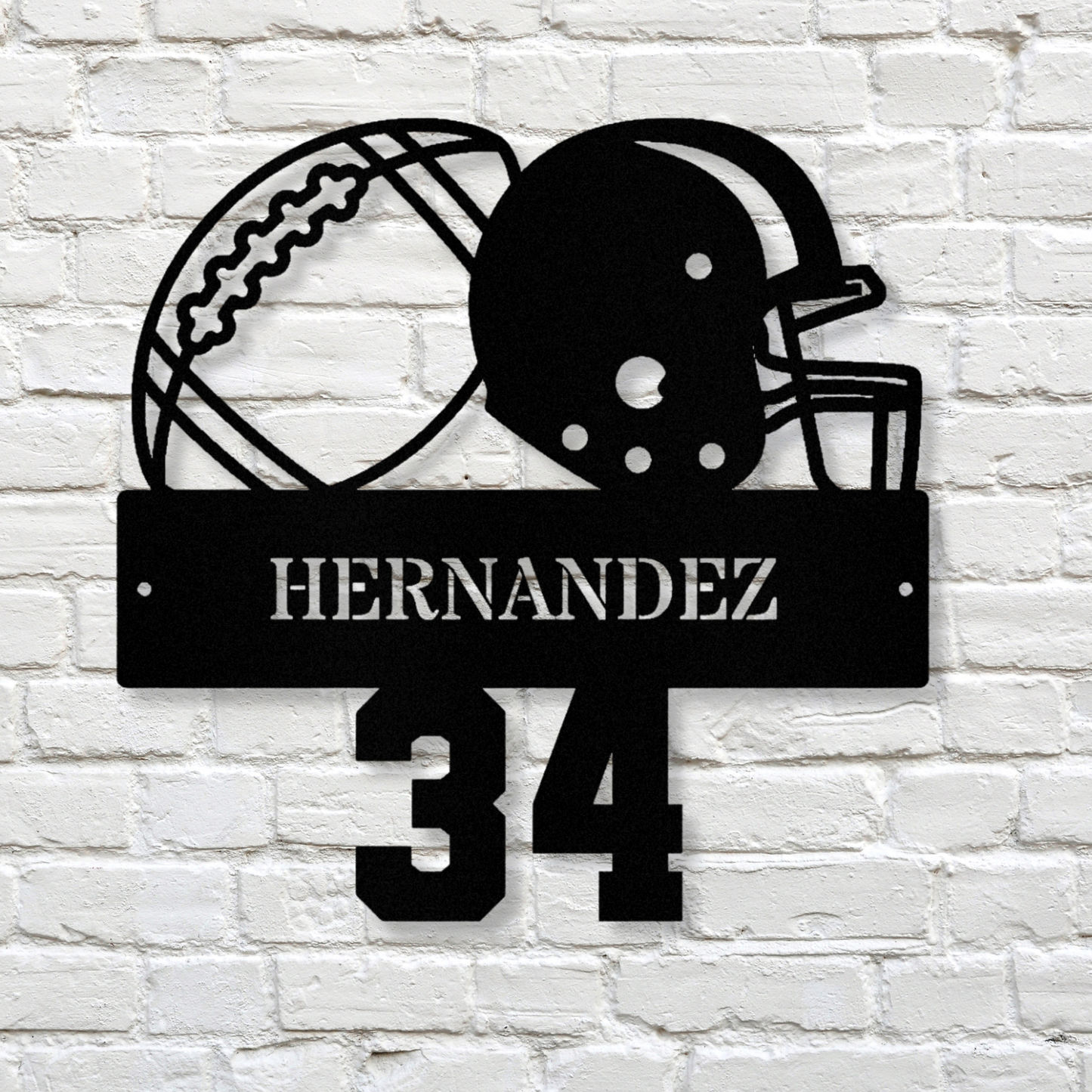 Customized American Football Metal Sign, Last Name Helmet Metal Sign, Personalized Football Metal Name, Football Player Gift
