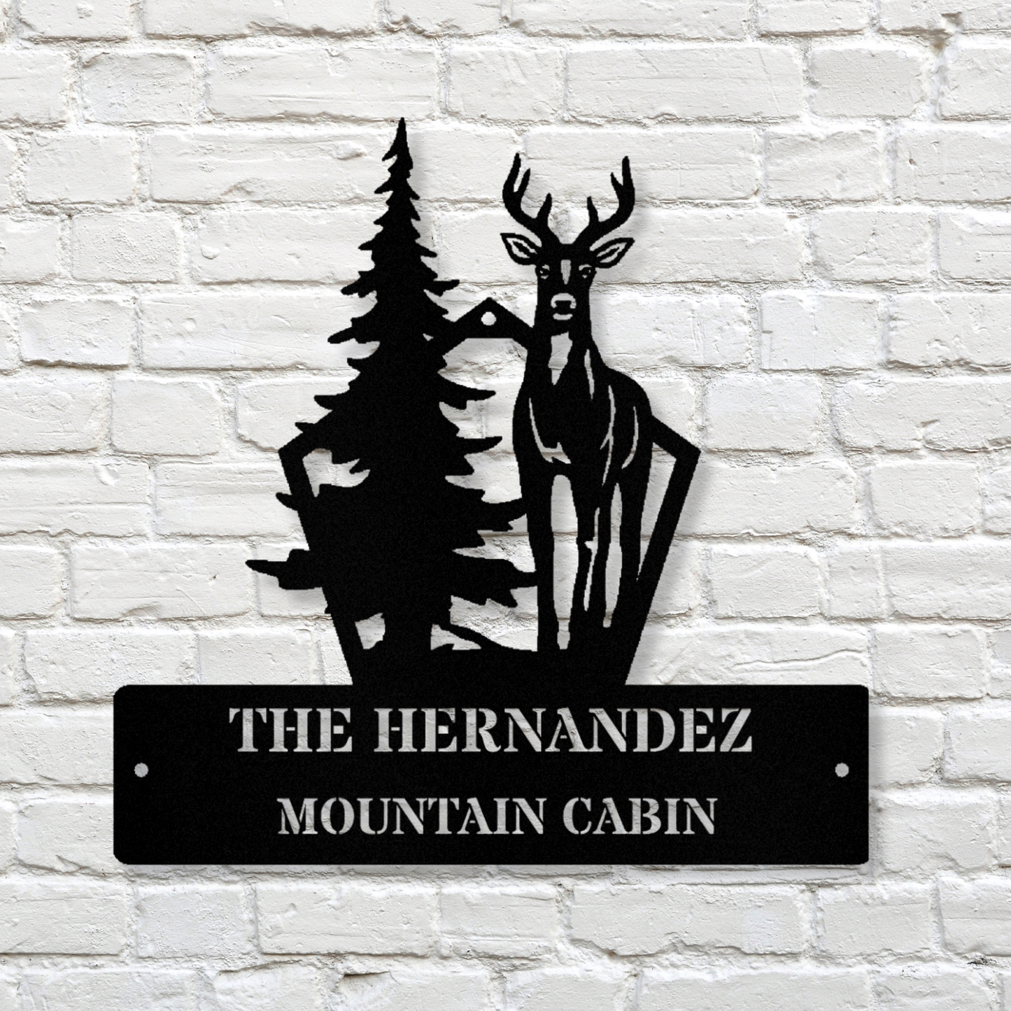 Deer Metal Wall Sign, Custom Mountain Cabin Wall Art Decor, Deer Hunter Birthday Gift, Cabin Wall Decor, Large Metal Wall Sign, Last Name Metal Sign