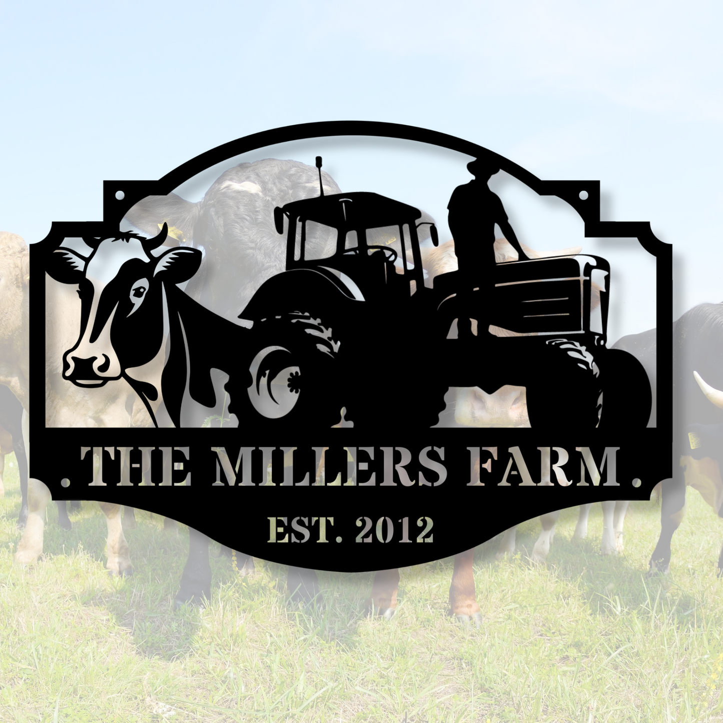 Custom Metal Barn Sign, Custom Farmhouse Sign, Horse Ranch Decor, Metal Cow Farm Sign, Outdoor Rustic Metal Decor