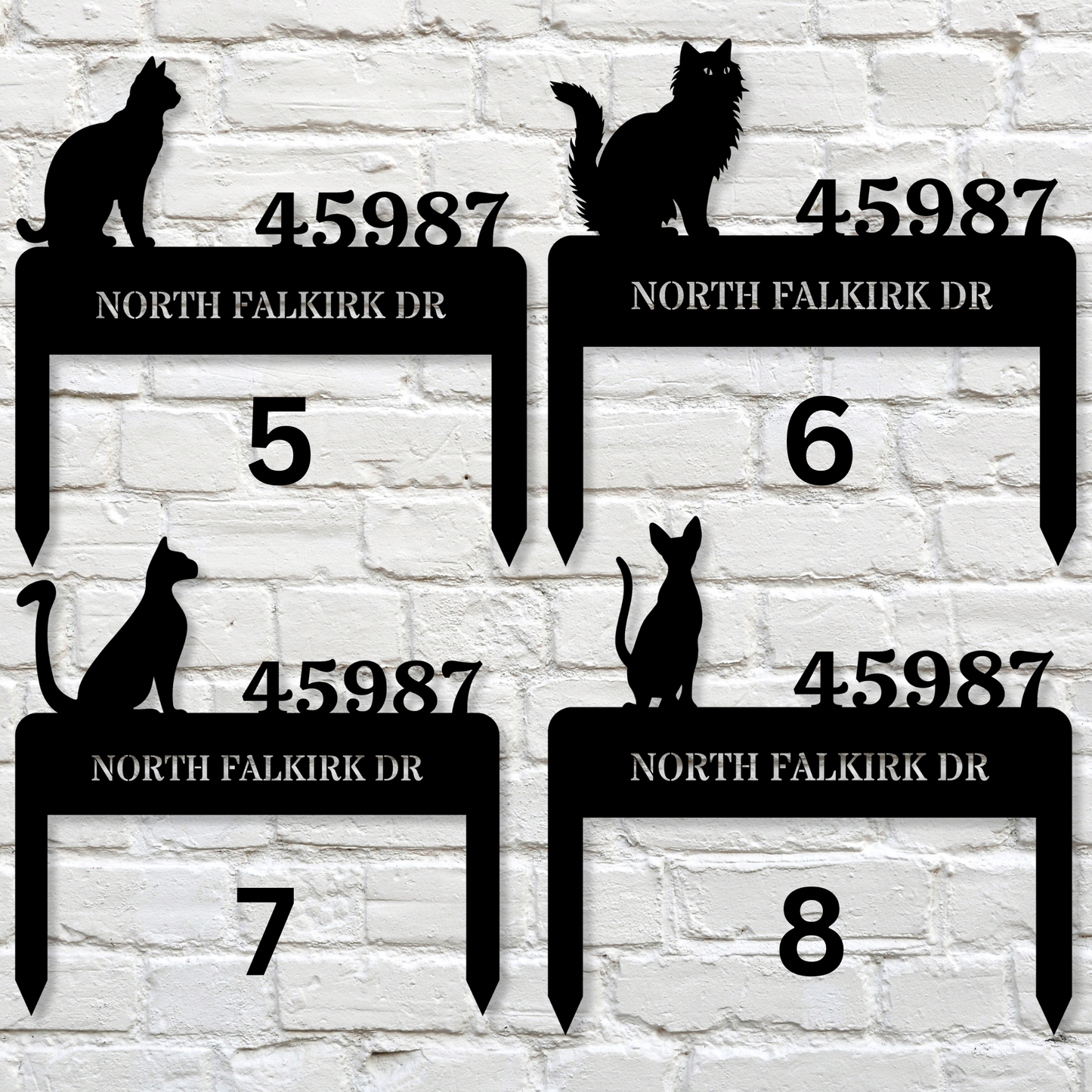 Customized Cat Home Address Metal Stake, Cat Metal Sign, Home Number Metal Sign, Horizontal Address Sign, Cat Lover Sign, Cat Mom Gift, New Home Address Sign, Choose Cat Sign