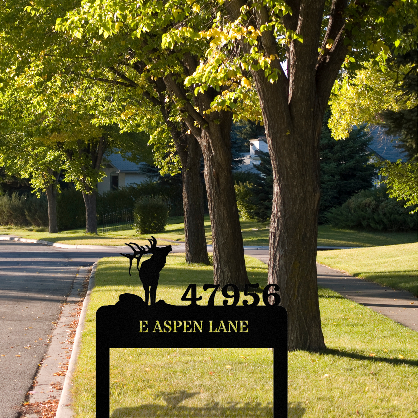Personalized Elk Address Stake, Metal Address Stake, Horizontal Address Sign, Address Signage, House Address, Deer Metal House Number Stake