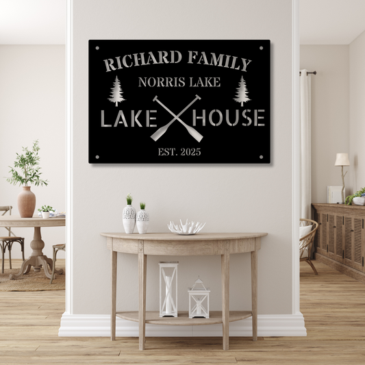 Personalized Lake House Sign, Custom Metal Sign, Lake Decor, Established Sign, Lakehouse Gift, Cabin Decor, Outdoor Metal Decor, Rustic Home Decor