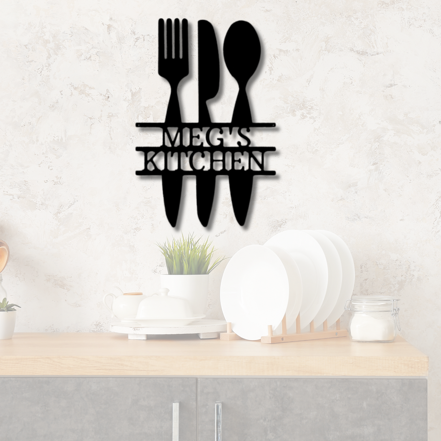 Kitchen Utensil Monogram - Steel Sign