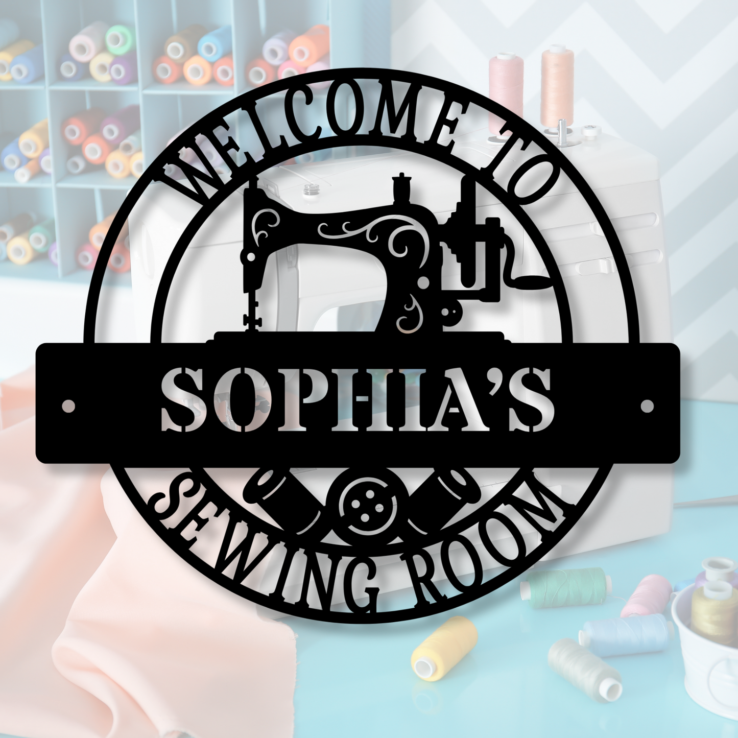Personalised Metal Sewing Sign, Custom Sewing Room Decor, Thread Art, Tailor Room Gift, Quilting Sign, Craft Room Decor, Embroidery Enthusiasts