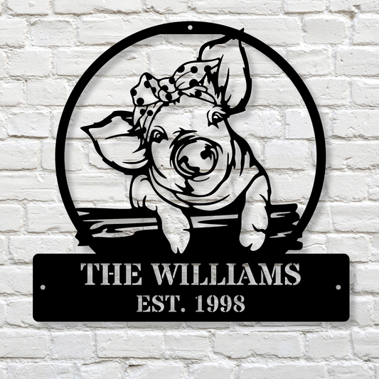 Custom Pig Metal Wall Sign, Pig Farm, Pig Wall Art, Farmhouse Decor, Rustic Metal Pig Decoration, Personalized Pig Gift, Metal Animal Sign
