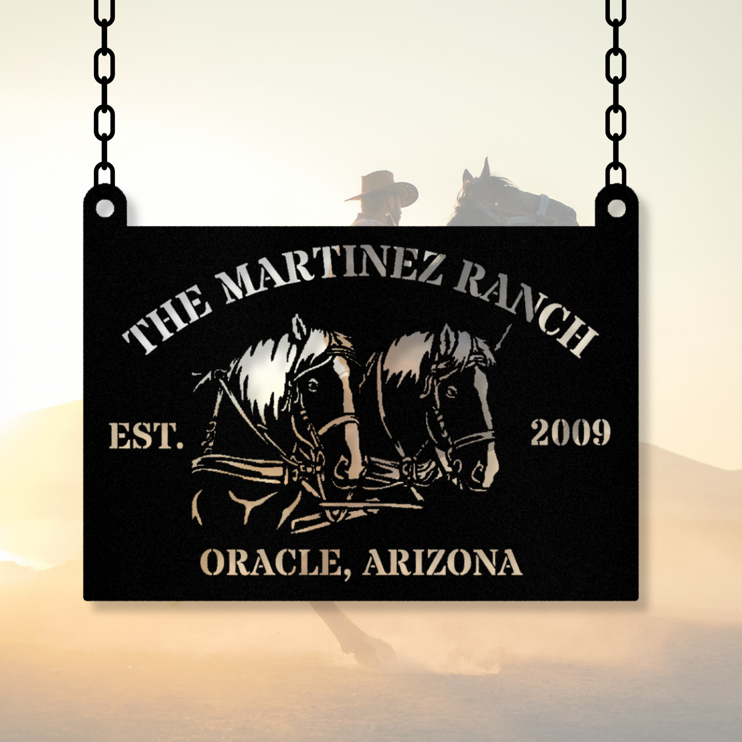 Custom Ranch Metal Sign, Hanging Farm Address Sign, Horse Farm Sign, Rustic Western Decor, Sign for Horse Ranch, Horse Lover Gift