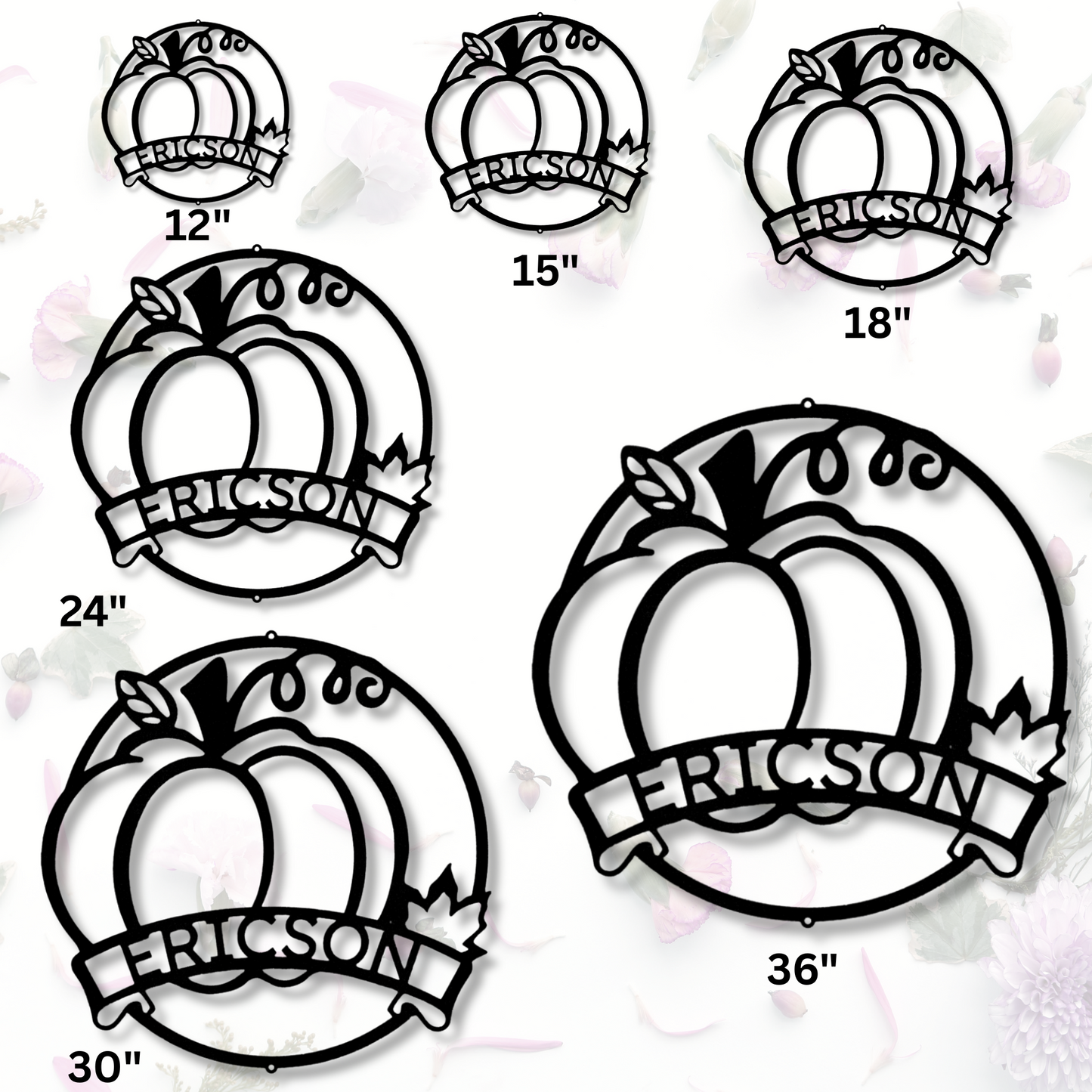 Fall Harvest Monogram,  Personalized Pumpkin Metal Sign., Last Name Metal Sign, Fall Decor, Indoor Outdoor Sign