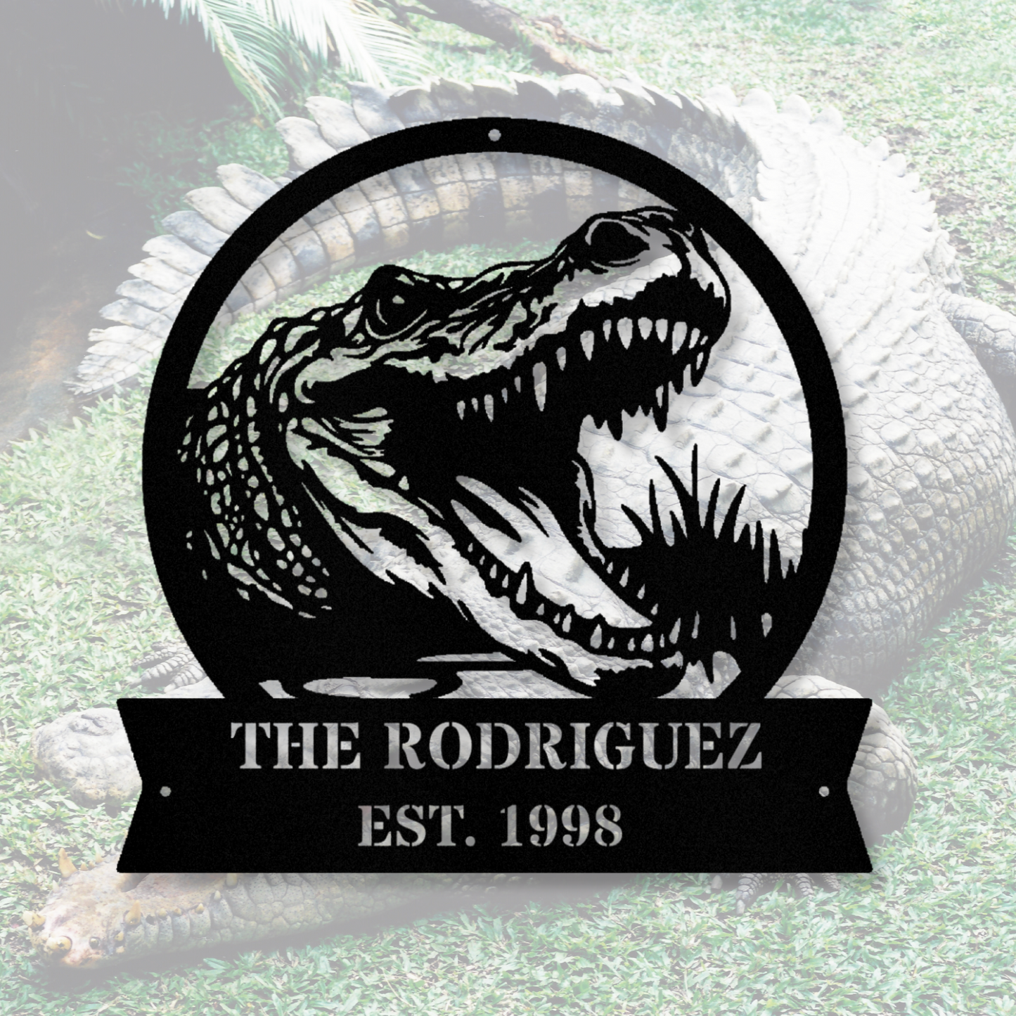 Crocodile Metal Sign, Custom Metal Alligator Sign, Personalized Wall Art, Outdoor Crocodile Decor, Jungle Theme Gift, Reptile Hanging