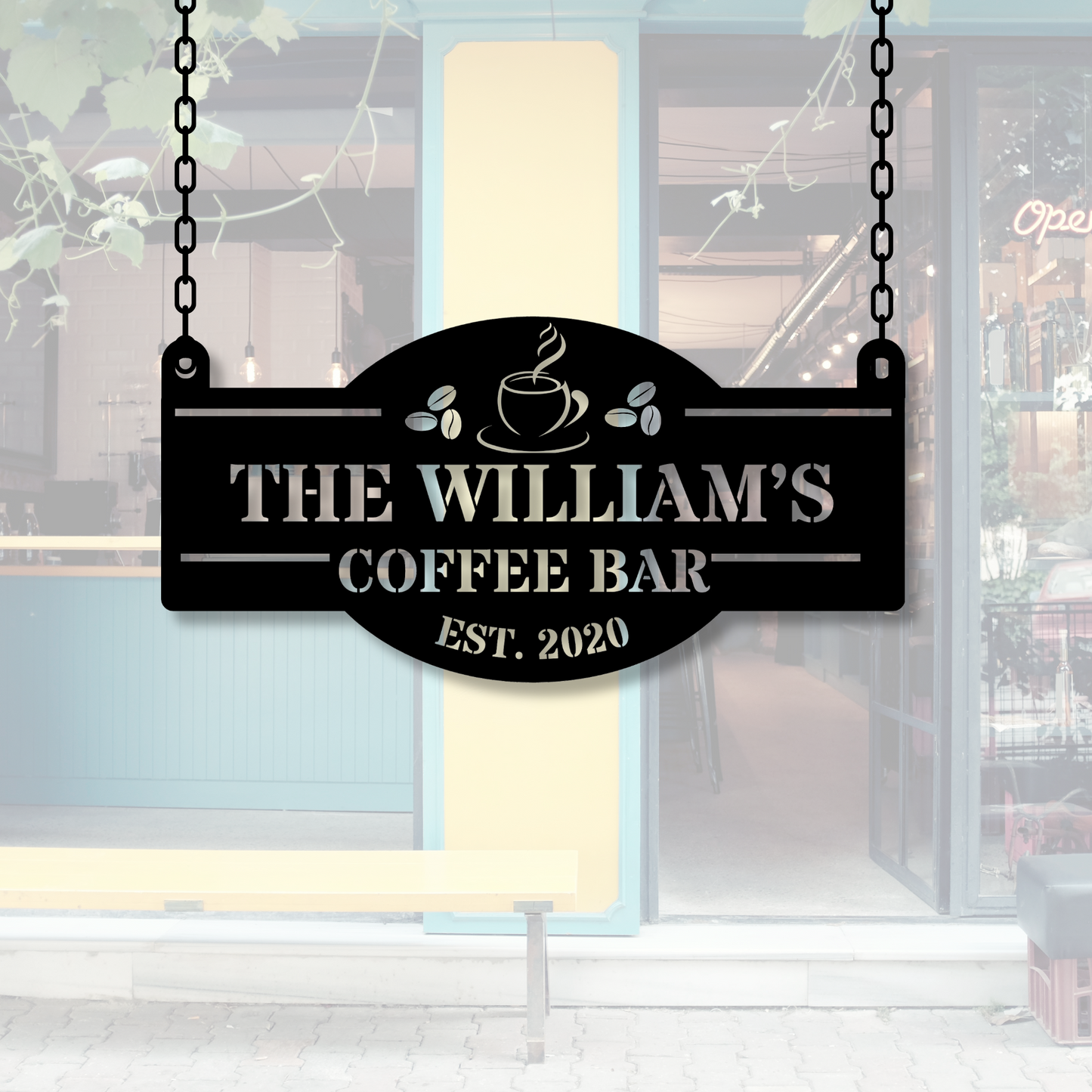 Custom Coffee Shop Metal Sign, Personalized Coffee Shop Metal Sign, Coffee Shop Sign