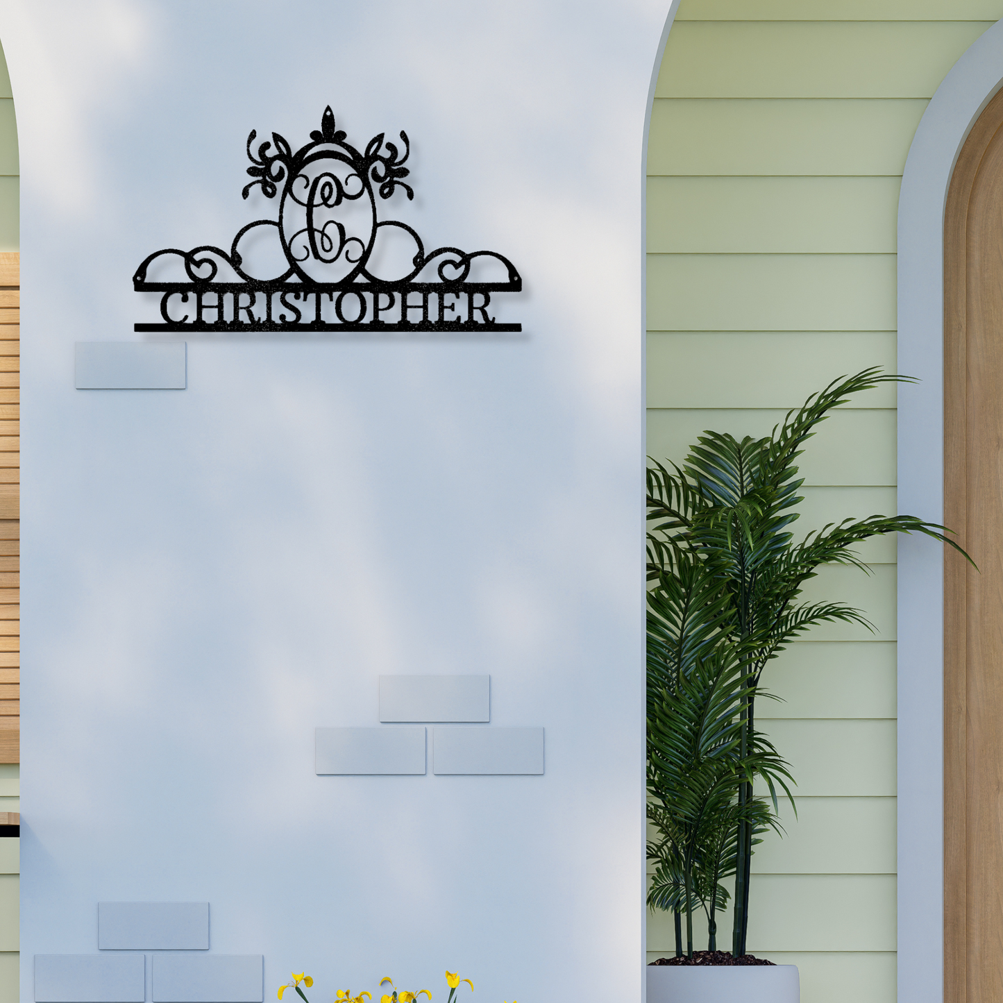 Initial and Name Monogram - Steel Sign