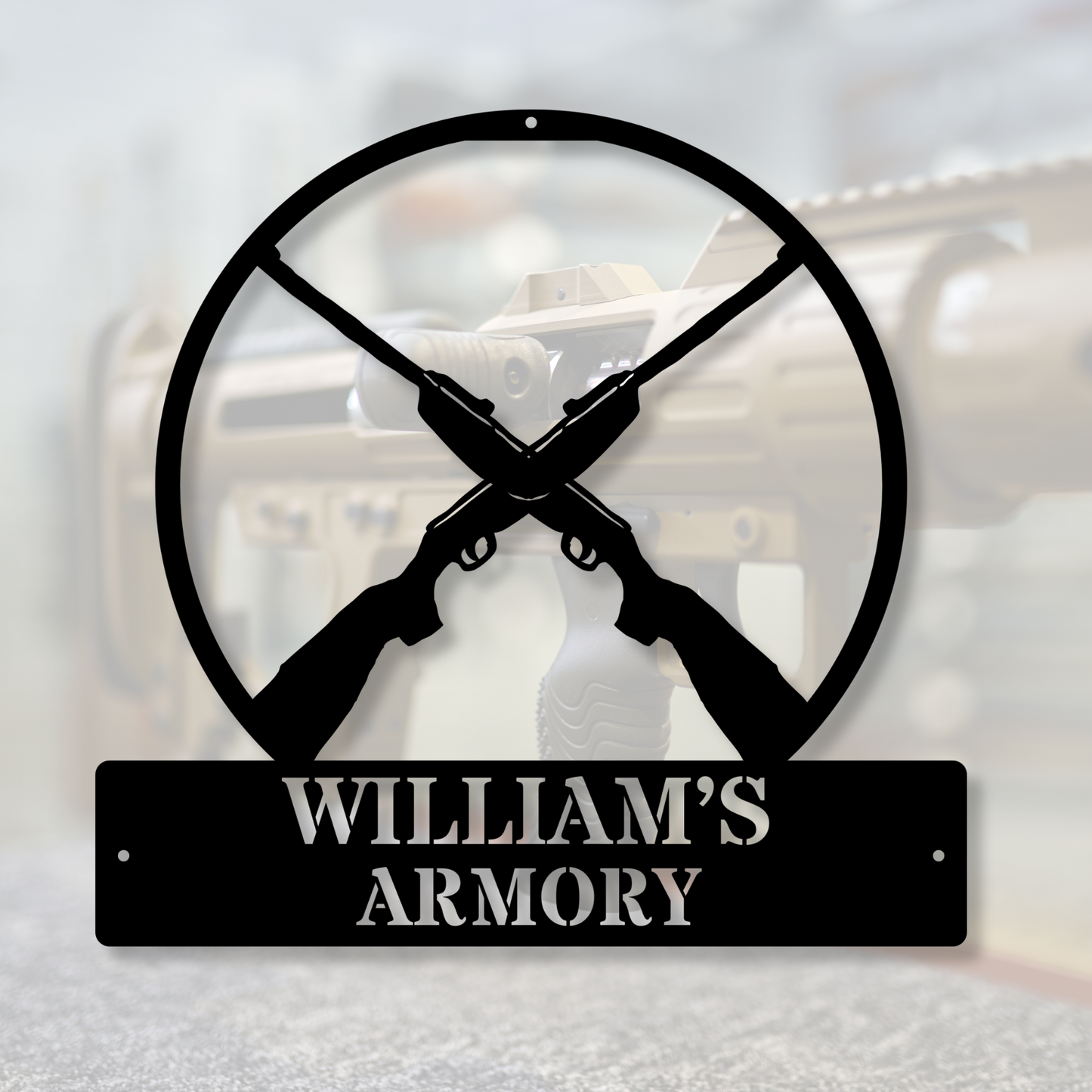 Customized Armory Metal Sign, Personalized Armory Name Sign, Mancave Decor, Rifle Wall Art, Gun Armory Sign, Custom Armory Wall Art Dad Gift