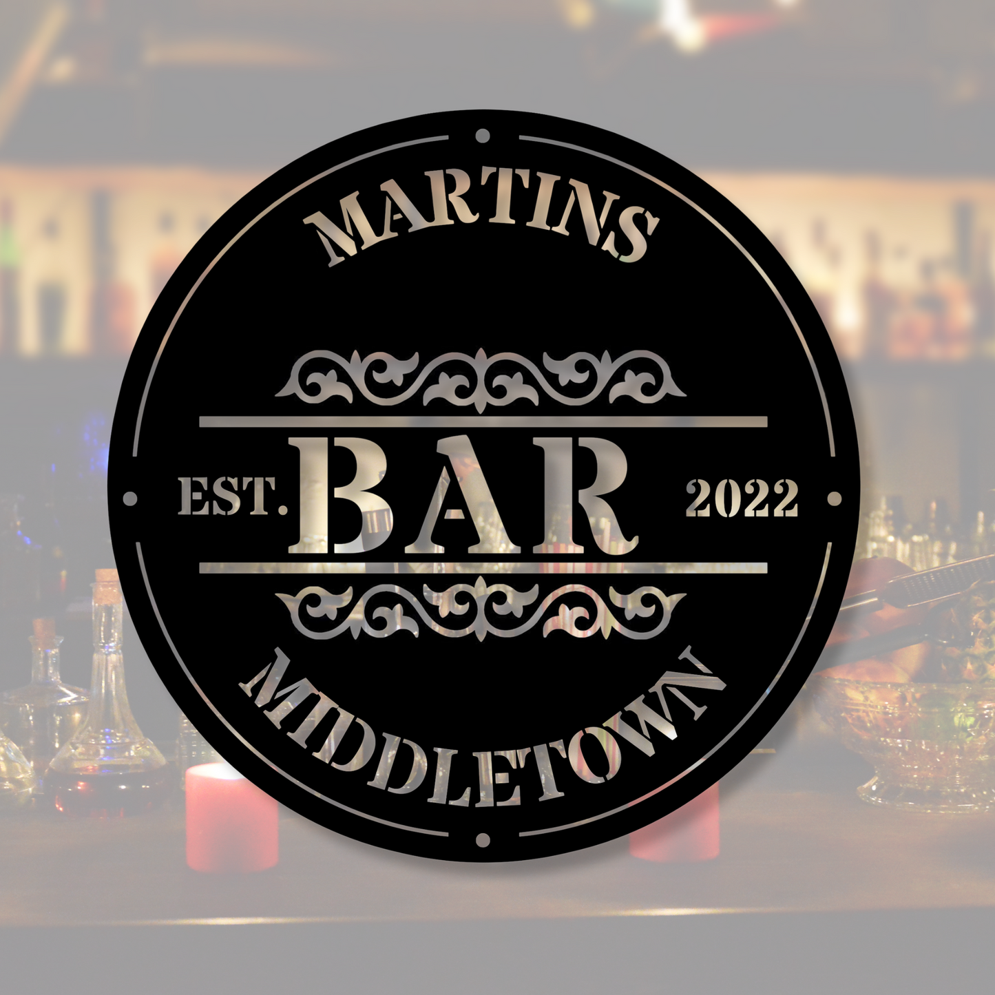 Custom Bar Sign - Personalized Name Metal Sign for Home Decor - Father’s Day and Housewarming Gift- Metal Wall Art, Est. Sign, Custom Plaque