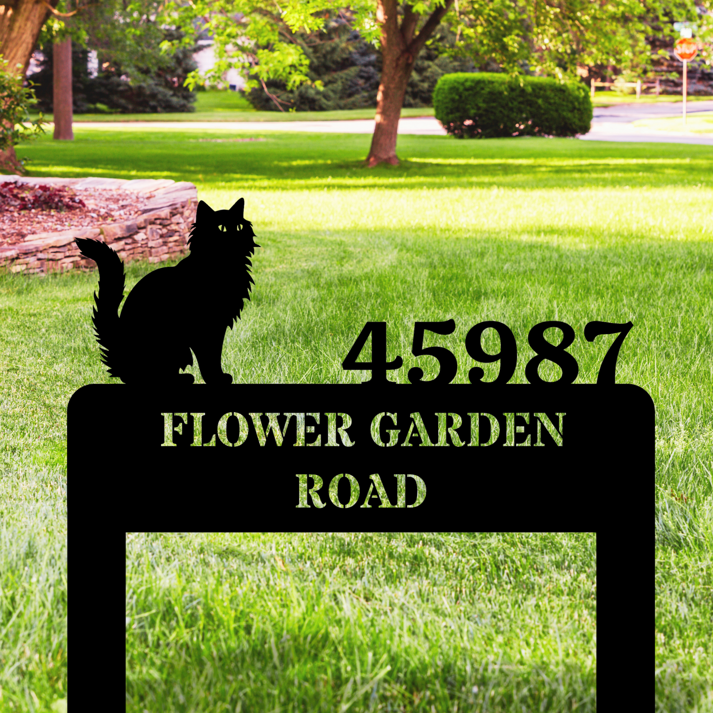 Customized Cat Home Address Metal Stake, Cat Metal Sign, Home Number Metal Sign, Horizontal Address Sign, Cat Lover Sign, Cat Mom Gift, New Home Address Sign, Choose Cat Sign