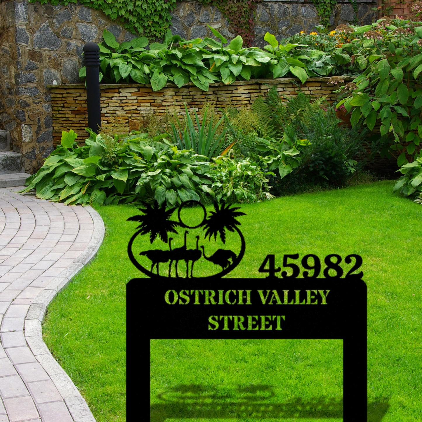 Personalized Ostrich Metal Sign, Address Sign, Ostrich Farm Metal Sign, Cabin Metal Sign, Horizontal Address Sign, African Animal Metal Sign, Front Porch Sign