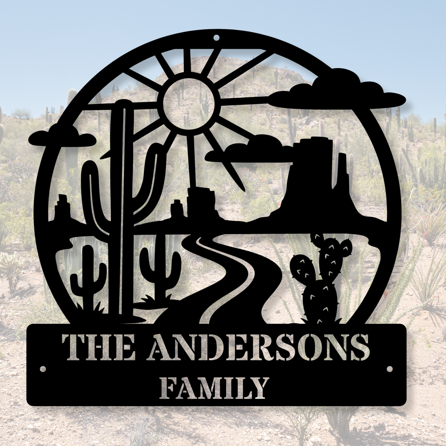 Custom Desert Scene Metal Sign, Desert Metal Art, Rustic Desert Decor, Personalized Artistic Metal Wall Piece, Southwestern Home Decor