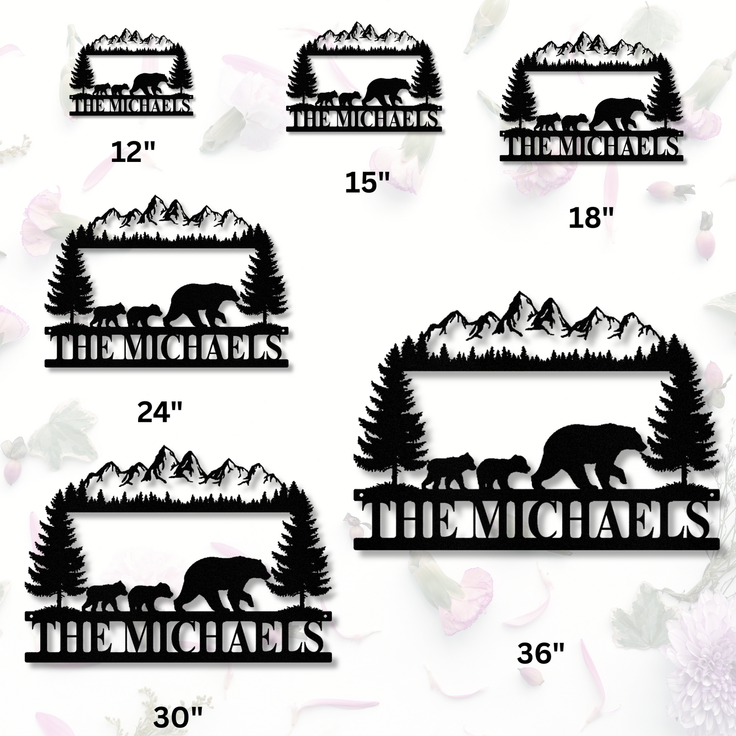 Bear Mountain Metal Sign, Last Name Cabin Sign, Entryway Sign, Family Name Sign, Nature Themed Sign