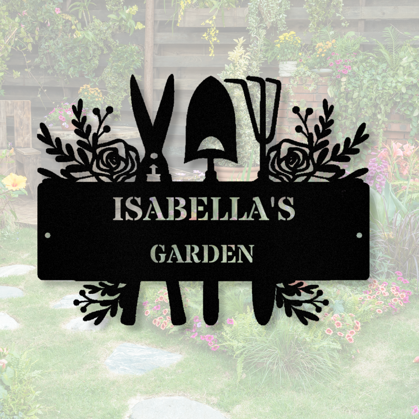 Custom Garden Metal Sign, Personalized Flower Garden Sign, Garden Name Plaque, Gift for Gardeners, Metal Outdoor Decor, Nana's Gift