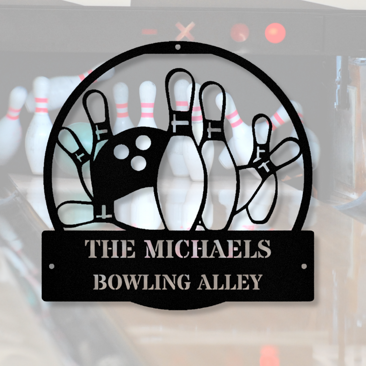 Custom Bowling Metal Wall Sign, Last Name Metal Wall Decor, Bowling Themed Metal Art Decor, Large Wall Metal Sign, Bowling Alley Sign