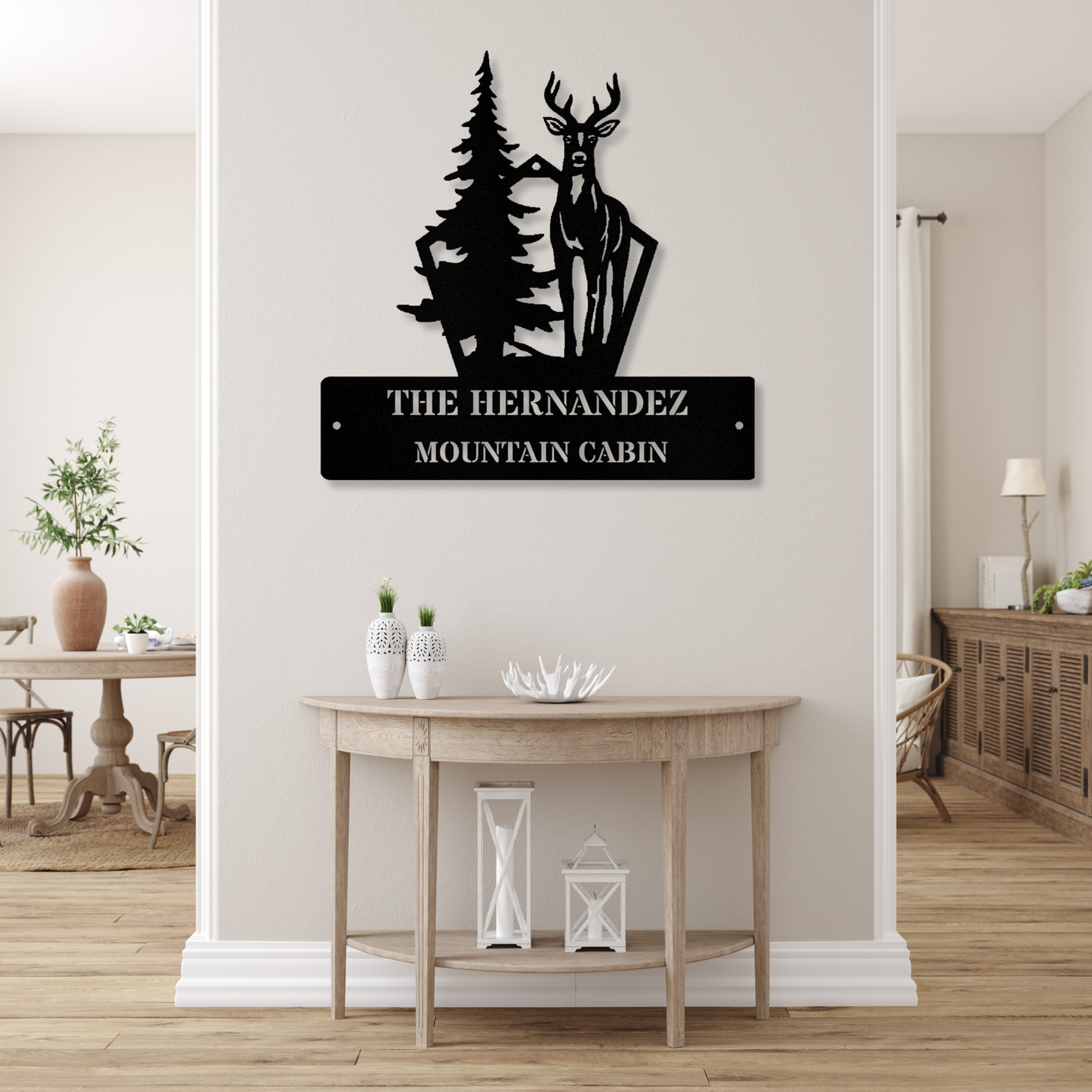 Deer Metal Wall Sign, Custom Mountain Cabin Wall Art Decor, Deer Hunter Birthday Gift, Cabin Wall Decor, Large Metal Wall Sign, Last Name Metal Sign