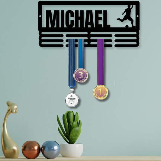 Personalised Soccer Medal Hanger Metal Sign, Soccer Player Gifts