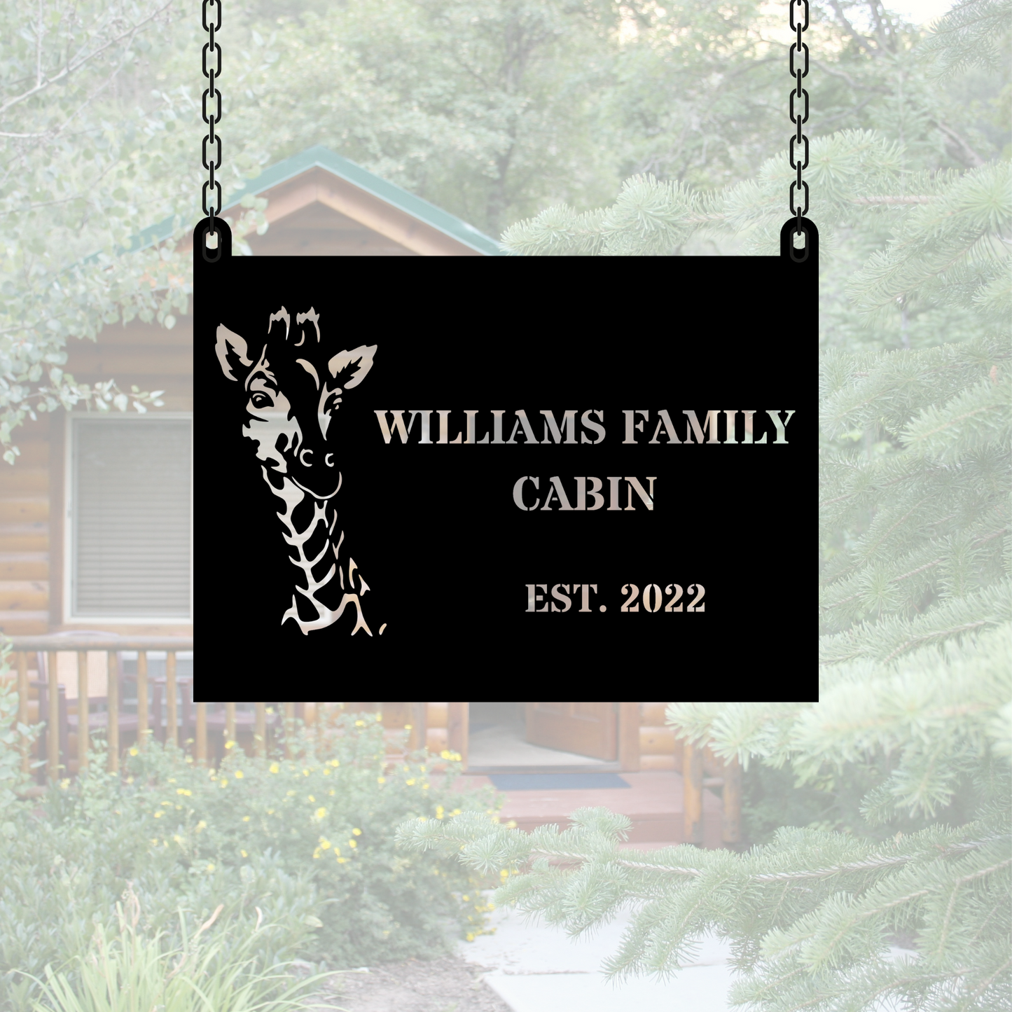 Custom Giraffe Cabin Wall Metal Sign, Giraffe Decor for Home, Wildlife Metal Art, Animal Lover Gift