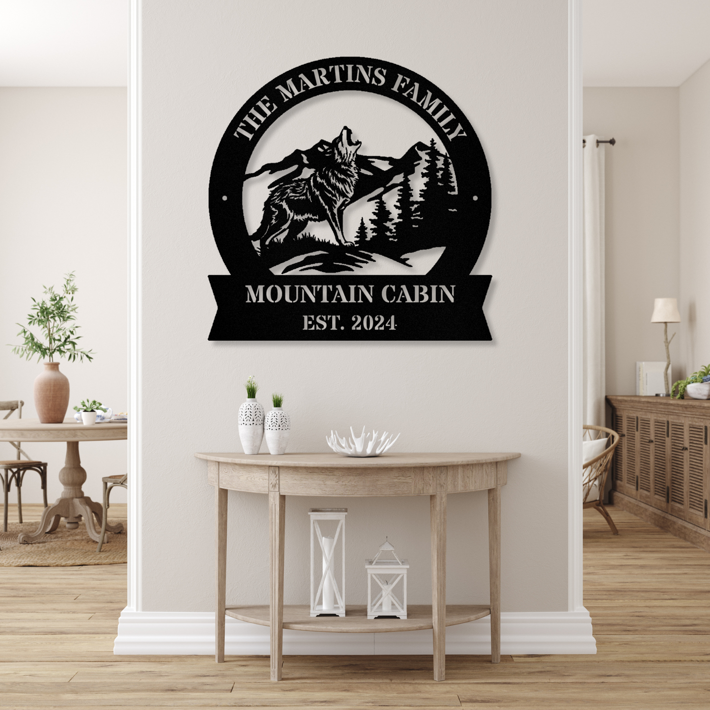 Wolf Metal Sign, Mountain Cabin Decor, Wolf Home Decor, Animal Metal Sign, Rustic Wolf Wall Art, Gift for Wolf Lovers
