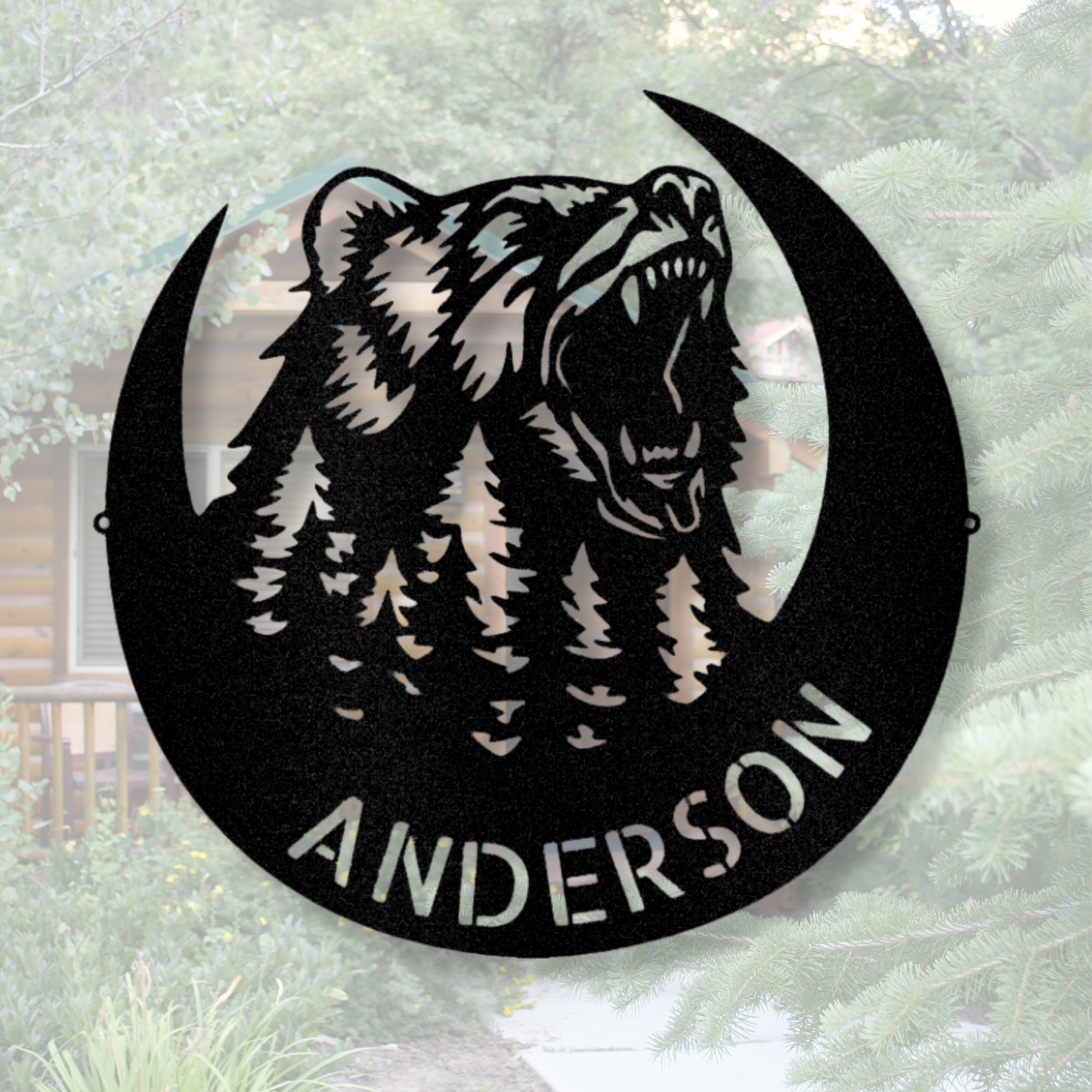 Personalized Roaring Bear Metal Sign, Family Name Wall Decor, Cabin Bear decor, Wildlife Wall Art, Father's Day Gifts, Last Name Wall Sign