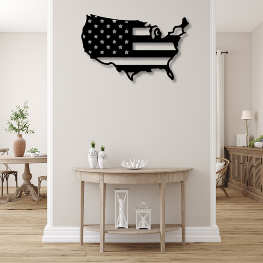 American Flag Map Metal Sign, USA Map Wall Decor, Large Wall Metal Sign, Patriotic Gifts, Cabin Wall Decor, Father's Day Gift, 4th of July