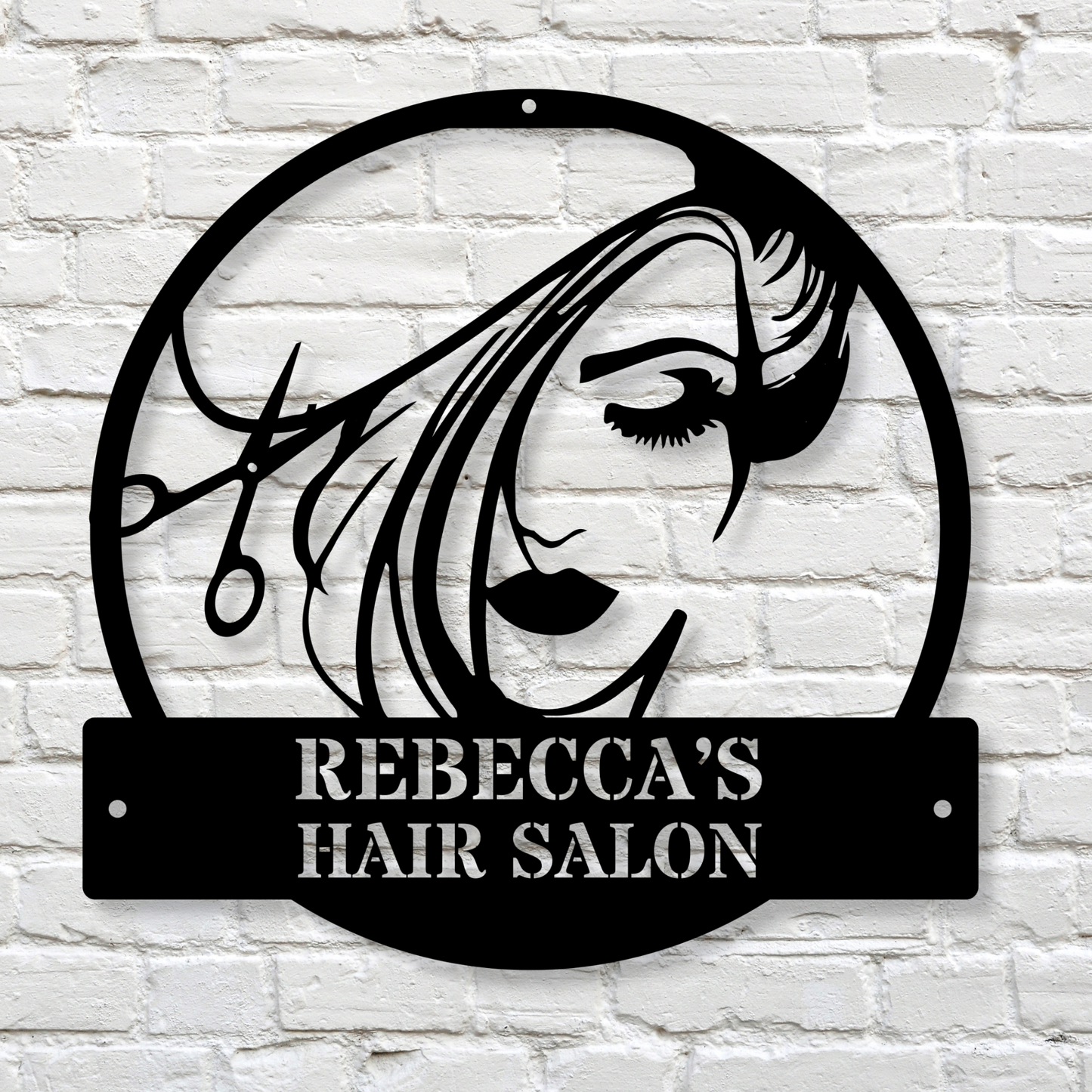 Personalized Hair Dresser Metal Sign, Custom Hair Stylist Name Sign, Woman Face Beauty Center Metal Wall Decor, Custom Hairstyle Decor