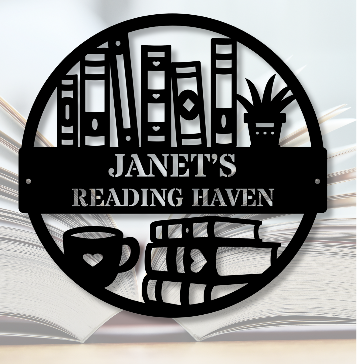 Personalized Book Reading Sign, Custom Reading Sign, Book Lover Gift, Cozy Reading Decor, Reading Nook Accessory, Unique Library Decor