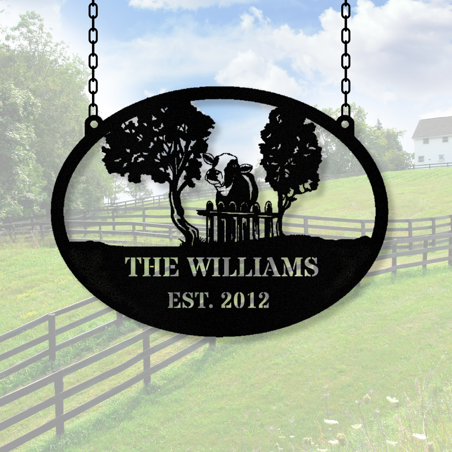 Personalized Farm Metal Sign, Cattle Ranch Metal Sign, Farm Name Metal Sign, Hanging Establshed or Entrance Sign, Farmhouse Metal Sign, Dad or Papa Farmer Gift
