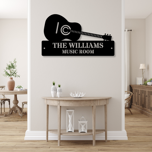 Custom Guitar Metal Sign,Guitar Studio Sign,Personalized Guitarist Name Sign,Music Room Wall Decor,Guitar Metal Wall Art