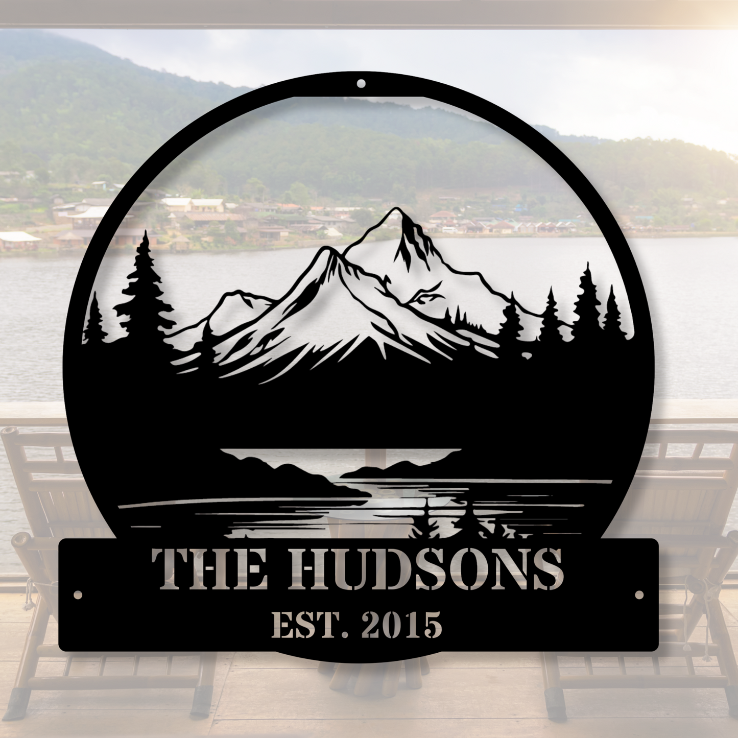 Personalized Mountain Metal Wall Art, Custom Nature and Forest Decor, Man Cave Sign, Unique Outdoor Art, Rustic Home Decoration Gift