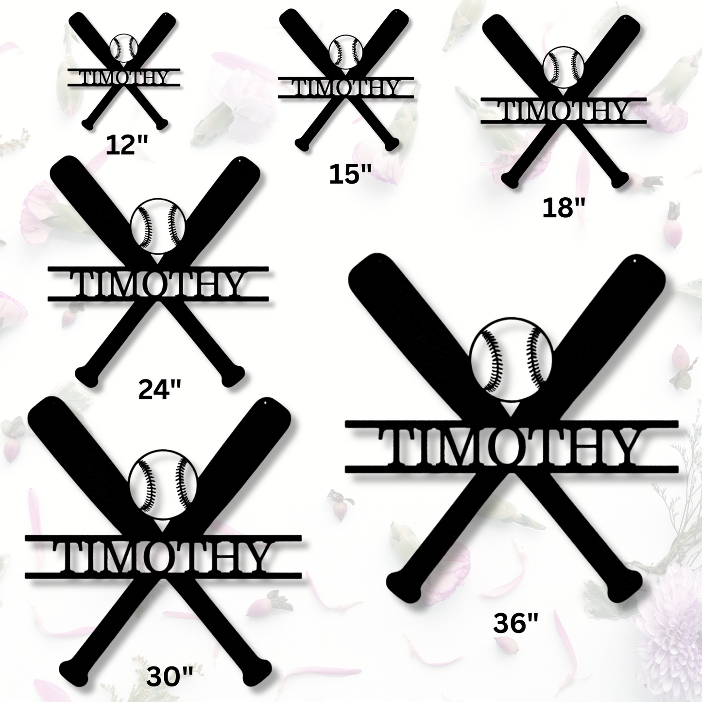 Custom Name Baseball Metal Sign, Personalized Baseball Bat And Ball Wall Sign, Birthday Gift For A Baseball Player, Sports Team Or Name Sign.