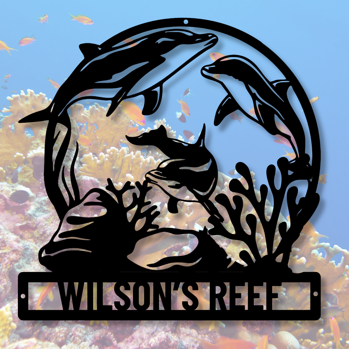 Personalized Dolphin Sign, Custom Name Sign, Dolphin Decor, Sea Life Wall Art, Nautical Gift, Ocean Theme Name Sign