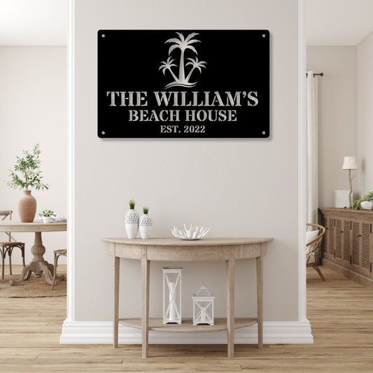 Custom Beach House Metal Sign, Beach Cottage Sign, Beach House Gift