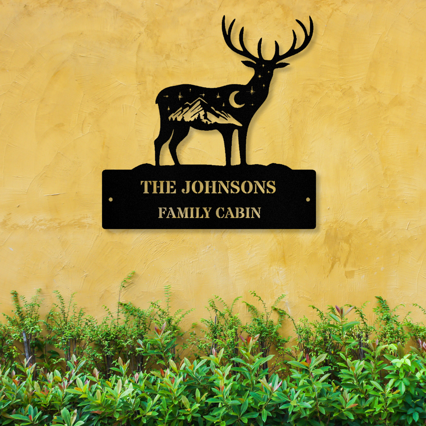 Custom Deer Metal Sign, Personalized Cabin Decor, Last Name Metal Sign, Rustic Home Decor, Deer Wall Art, Wall Hanging Sign