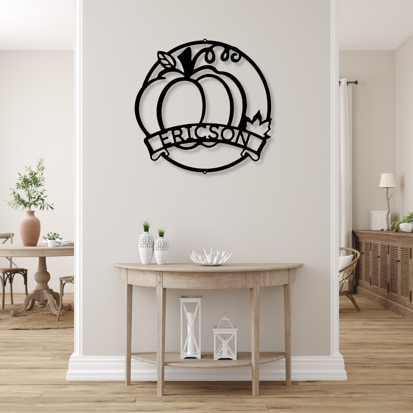 Fall Harvest Monogram,  Personalized Pumpkin Metal Sign., Last Name Metal Sign, Fall Decor, Indoor Outdoor Sign