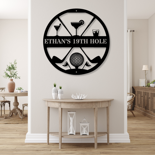 Custom Golf 19th Hole Metal Sign, Personalized Golf Gift, Custom Bar Sign, Golfer Man Cave Decor, 19th Hole Golfer Sign